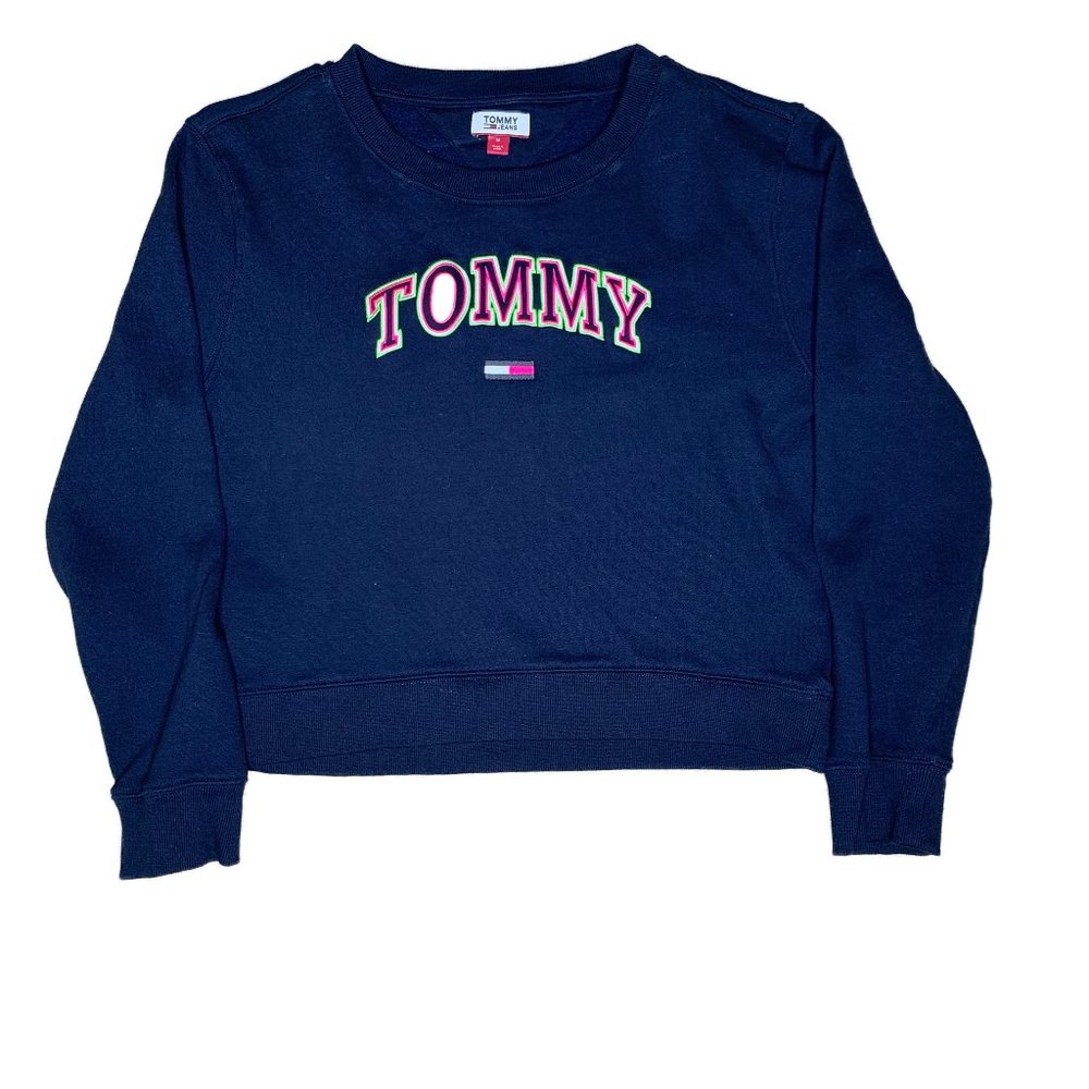 Tommy Jeans logo collegiate sweater in blue